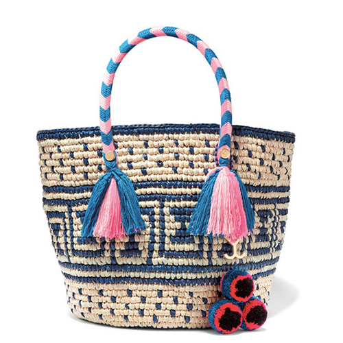 Embellished Woven Toquilla Straw Tote